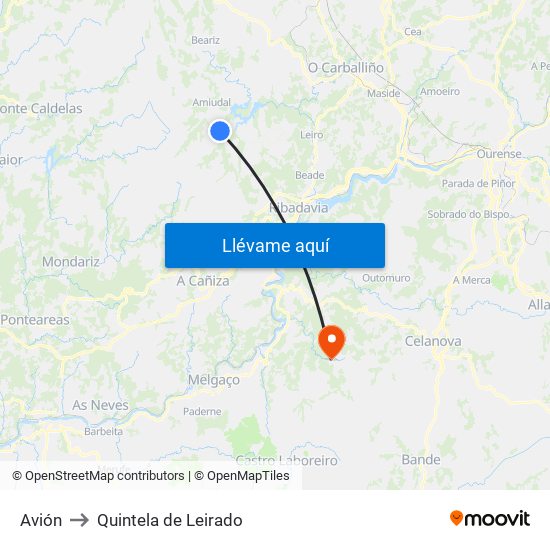Avión to Quintela de Leirado map