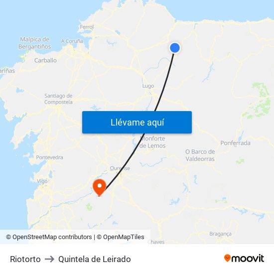 Riotorto to Quintela de Leirado map
