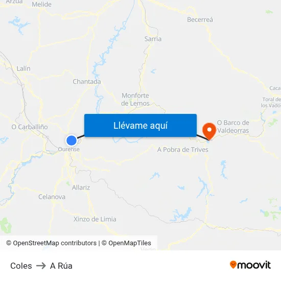 Coles to A Rúa map