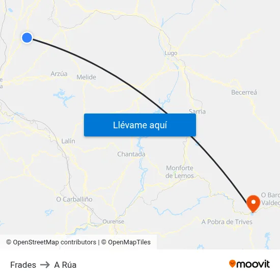 Frades to A Rúa map