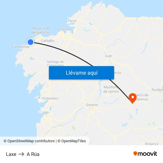 Laxe to A Rúa map
