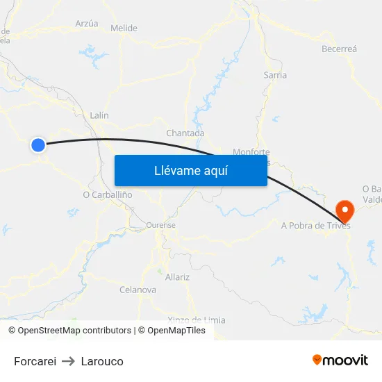 Forcarei to Larouco map