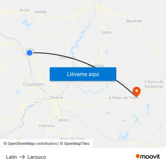 Lalín to Larouco map