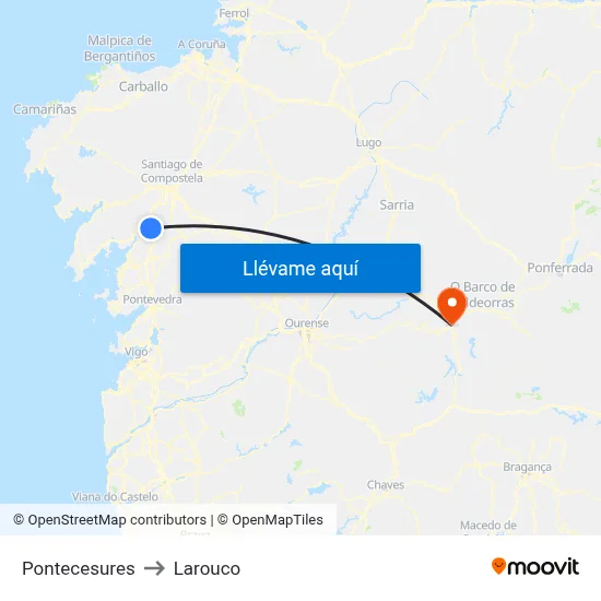 Pontecesures to Larouco map