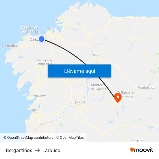 Bergantiños to Larouco map