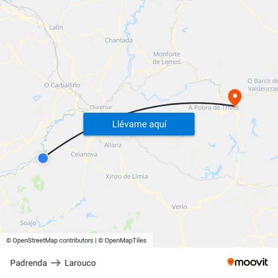 Padrenda to Larouco map