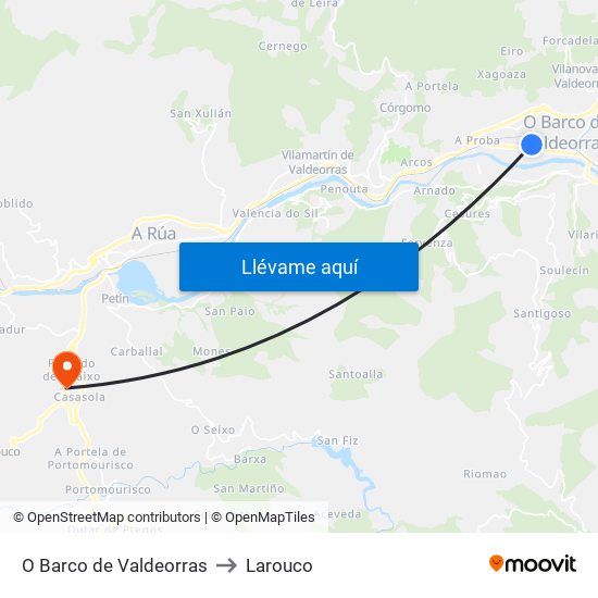 O Barco de Valdeorras to Larouco map