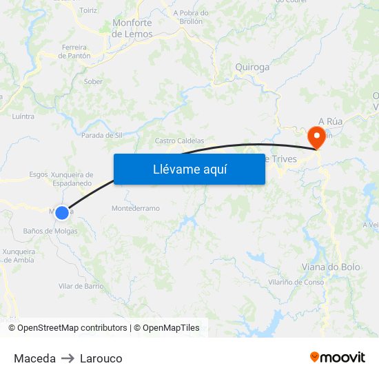 Maceda to Larouco map