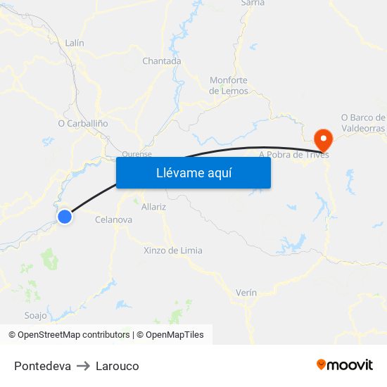 Pontedeva to Larouco map