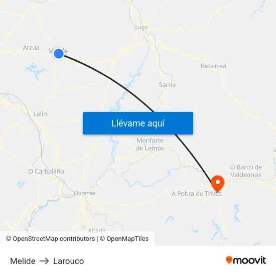 Melide to Larouco map