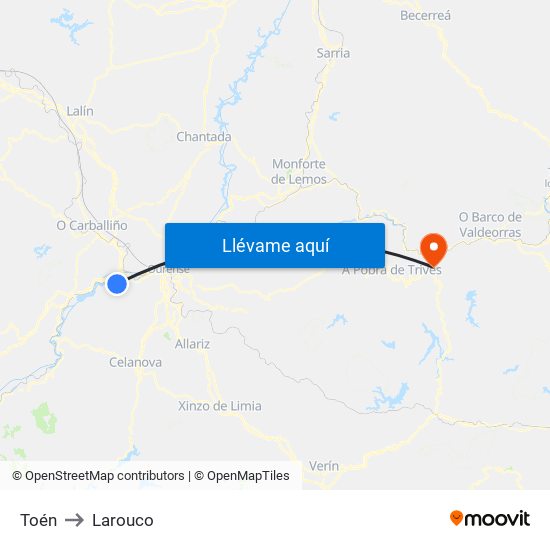Toén to Larouco map
