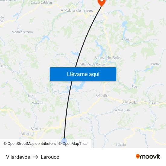 Vilardevós to Larouco map