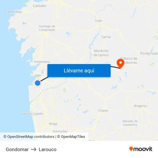 Gondomar to Larouco map