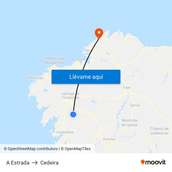 A Estrada to Cedeira map