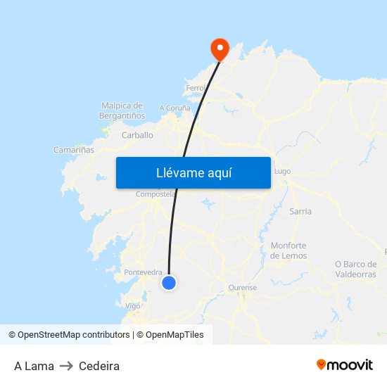 A Lama to Cedeira map