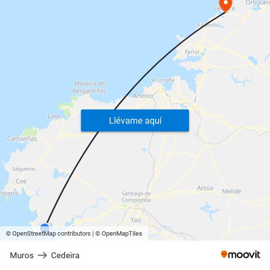 Muros to Cedeira map