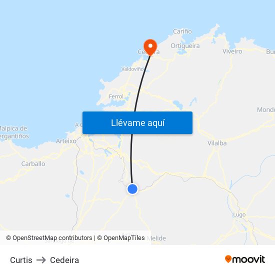 Curtis to Cedeira map