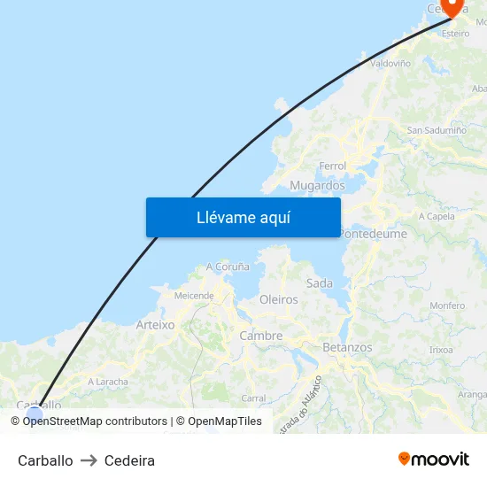 Carballo to Cedeira map