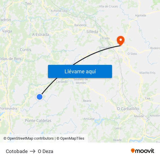 Cotobade to O Deza map