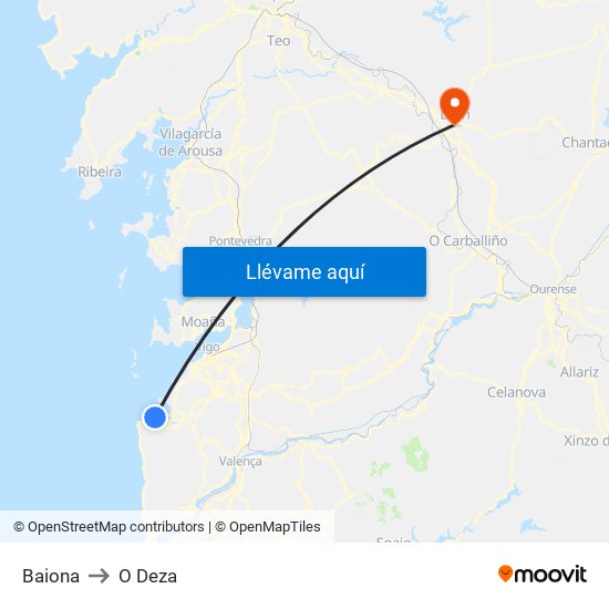 Baiona to O Deza map