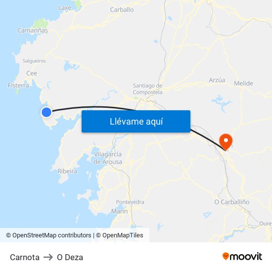 Carnota to O Deza map