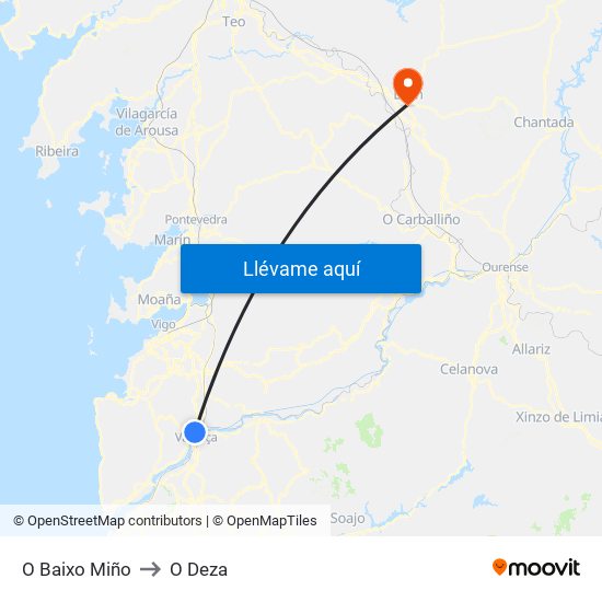 O Baixo Miño to O Deza map