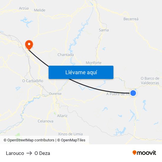 Larouco to O Deza map