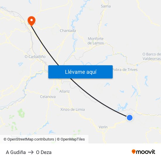 A Gudiña to O Deza map