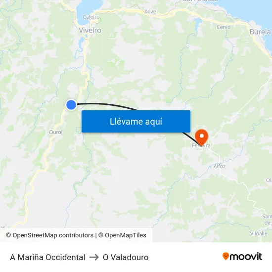 A Mariña Occidental to O Valadouro map