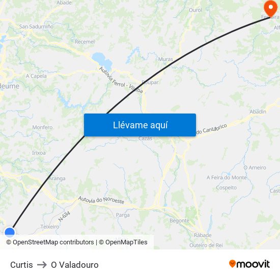 Curtis to O Valadouro map