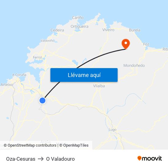 Oza-Cesuras to O Valadouro map