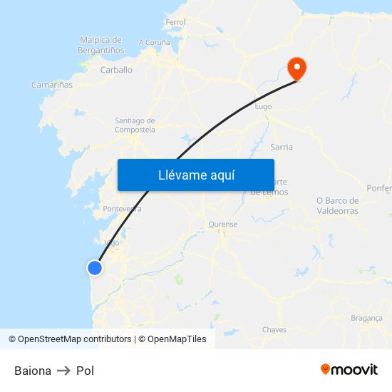 Baiona to Pol map