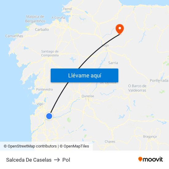 Salceda De Caselas to Pol map