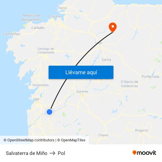 Salvaterra de Miño to Pol map