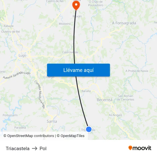 Triacastela to Pol map