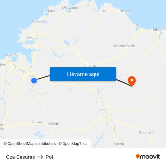 Oza-Cesuras to Pol map