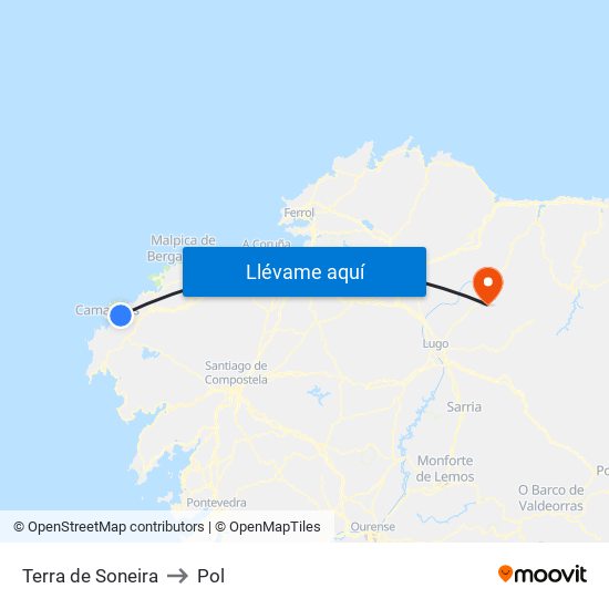 Terra de Soneira to Pol map