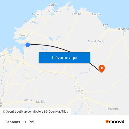 Cabanas to Pol map