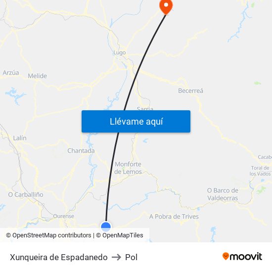 Xunqueira de Espadanedo to Pol map