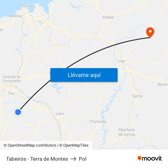 Tabeirós - Terra de Montes to Pol map