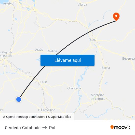 Cerdedo-Cotobade to Pol map