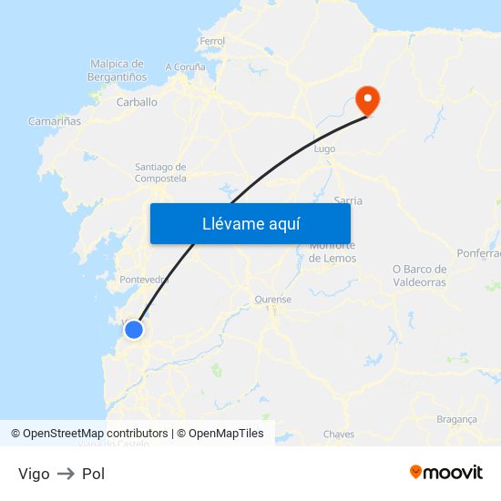 Vigo to Pol map