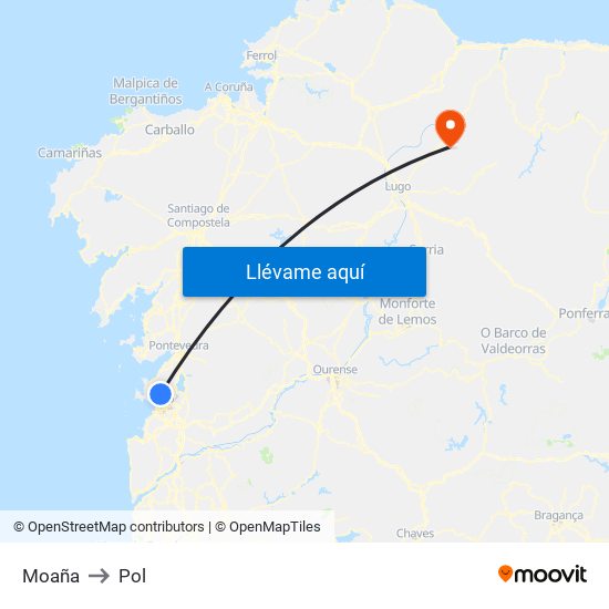 Moaña to Pol map