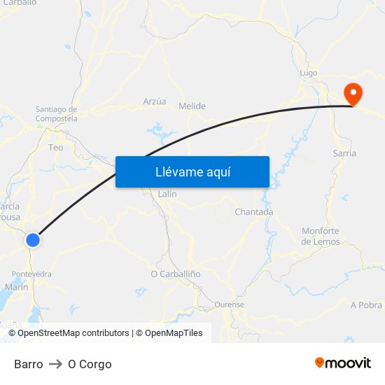 Barro to O Corgo map