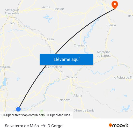 Salvaterra de Miño to O Corgo map