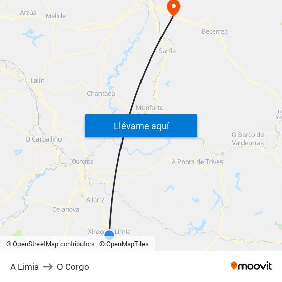A Limia to O Corgo map