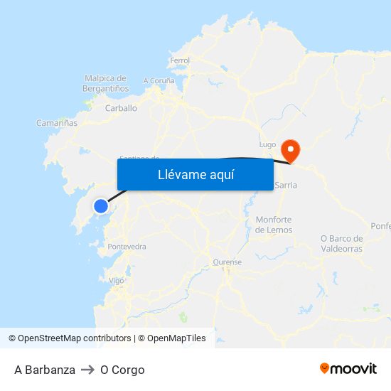 A Barbanza to O Corgo map