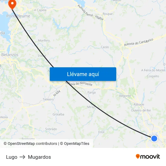 Lugo to Mugardos map