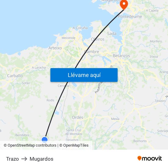 Trazo to Mugardos map