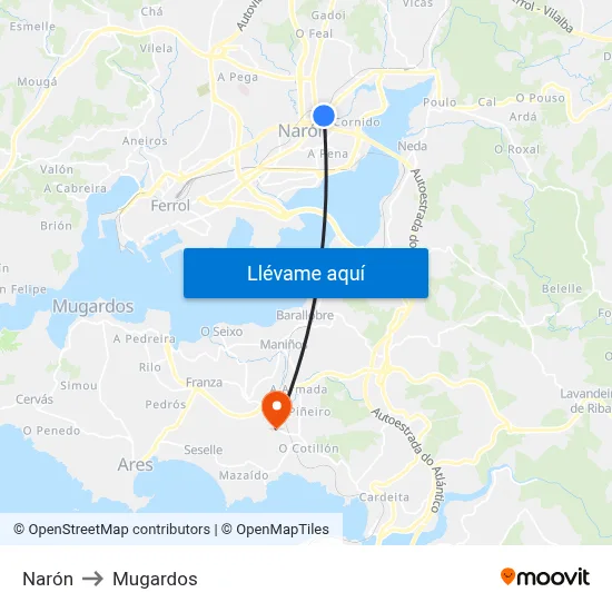 Narón to Mugardos map